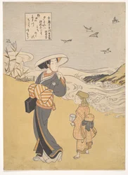 «O rio joia das tarambolas, um lugar famoso na província de Mutsu», da série Seis rios joia (Mu Tamagawa: Chidori no Tamagawa, Mutsu meisho)