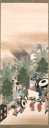 Yoshiwara e Shinagawa, Período Edo (tinta, cor e ouro sobre seda)