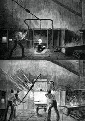 Puddlers no trabalho, c1880.
