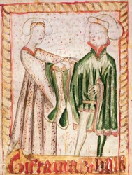 Um casamento, dos códigos da lei nacional de Magnus Eriksson (1319-64) c.1450