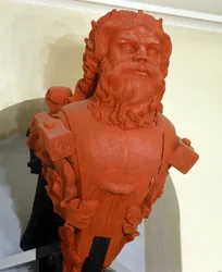 Figura da corveta sueca Thor, nomeada em homenagem à divindade escandinava. O seu símbolo é o martelo. Construído em 1841. Marinmuseum Karlskrona, Suécia.