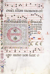 Uma grande inicial decorada "E", c.1500