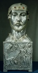 Relicário chefe de St. Candidus, c.1165 (ouro e prata)