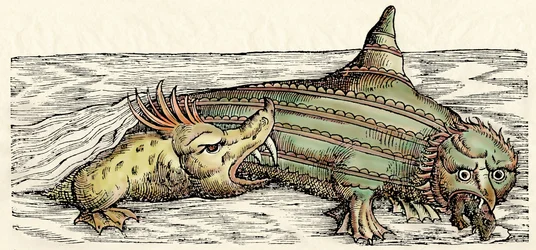 Criaturas marinhas, ilustração de "Historiae Animalium" de Conrad Gesner
