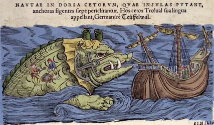Monstro Marinho e Navio, ilustração de 