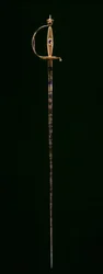 Small-Sword, c.1790-1800 (ouro com esmalte azul translúcido, etc., aço azul e dourado)
