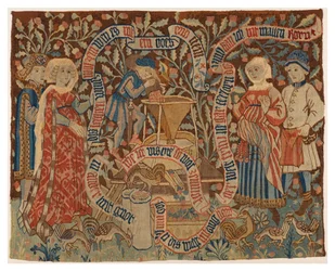 Painel de tapeçaria representando o Moleiro Desonesto, de Basileia