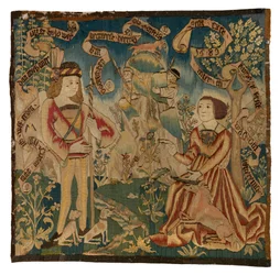 Painel de tapeçaria representando a Caçada do Unicórnio, fabricado na Suíça ou na Alta Renânia