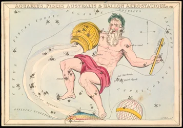 Aquarius, Pisces Australis e Ballon Aerostatique, c.1825 (cartão, papel, tecido)