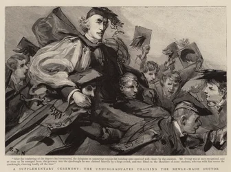 Uma Cerimônia Suplementar, os Estudantes de Graduação presidindo o recém-feito Doutor