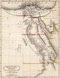 Mapa de Aegyptus Antiqua (Egito Antigo), desenhado e gravado por Sydney Hall, c.1826