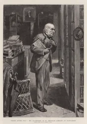 Paz após Toil, Sr. Gladstone na biblioteca de St Deiniol em Hawarden