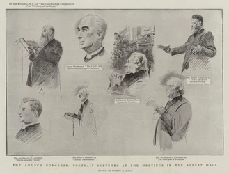 The Church Congress, Portrait Sketches nos Encontros no Albert Hall litho