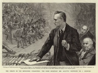 O debate sobre os dinamizadores presos, o Secretário do Interior (Sr. Asquith), respondendo ao Sr. J Redmond