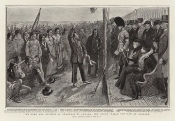 O duque e a duquesa de Cornwall no Canadá, o grande indiano Pow-Wow em Calgary