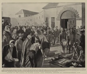 Vítimas da Batalha de Elands Laagte, Boer Prisioneiros chegando em Pietermaritzburg Gaol