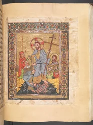 Adicionar MS 7170 f.f156v Lecionário do Evangelho Siríaco Cristo Ressuscitado