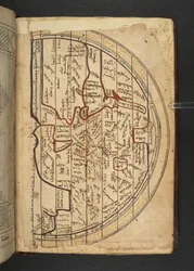 Minārat al-aqdās, f94, A map of Europe, West Asia and North Africa, projectado a partir do norte com vista para o sul