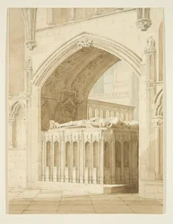 Túmulo de Robert Fitzharding, morto em 1170, na Catedral de Bristol (lápis e aguarela sobre papel)