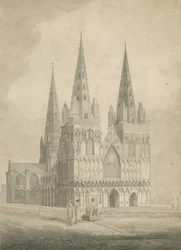 Catedral de Lichfield - frente oeste: desenho em sépia, nd [1782]