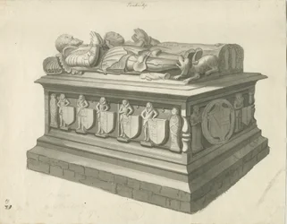 Igreja Penkridge - Túmulo de [Sir Edward Littleton]: desenho sépia, nd [final do século XVIII] (desenho)