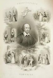 Frontispício para as &39;Comédias&39;, de &39;The Complete Works of Shakespeare&39;, revisado por JO Halliwell, gravado por G. Greatbach, século XIX