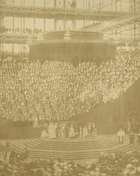 Rainha Victoria Presidindo a Reabertura do Palácio de Cristal Reconstruído em Sydenham, 1854.