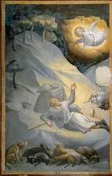 A anunciação aos pastores, a partir do ciclo da vida da Virgem (fresco