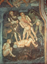 O Juízo Final, detalhe dos adúlteros, c.1394