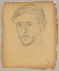 Auto-retrato - cabeça de três quartos para a esquerda