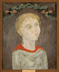 Menina com grinalda de flores