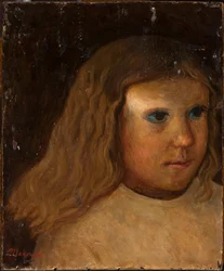 Cabeça de menina com cabelo solto