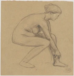 Estudo de nu de uma mulher sentada