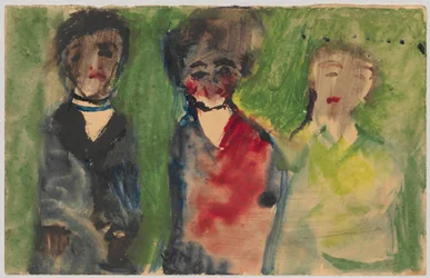 Drei weibliche Figuren in Abendkleidern
