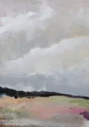 Paisagem em tons pastel e nublada