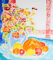 Flores e frutos coloridos