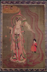 Um Bodhisattva conduzindo uma dama à Terra Pura, c.851-900 (tinta e cores em seda)