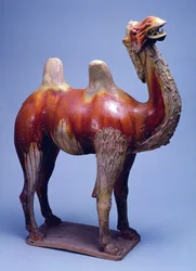 Camelo, dinastia Tang (cerâmica vitrificada policromada)
