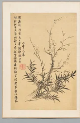 Flores de ameixa e bambu, 1818.