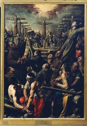 O martírio dos frades franciscanos em Nagasaki, c.1627 (óleo sobre tela)