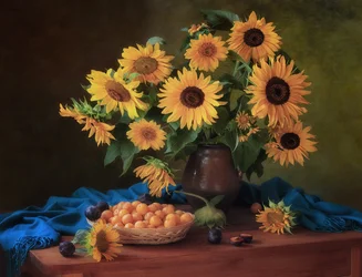 Girassóis e ameixas de outono