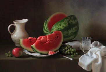 Melancia fresca e uvas