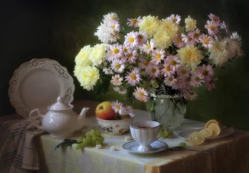 Chá e flores