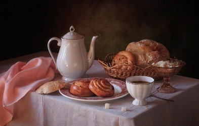 Hora do chá e produtos de pastelaria