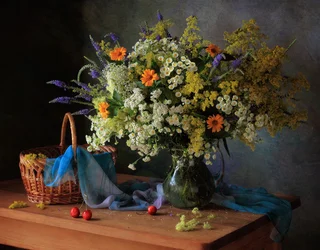 Flores silvestres de verão em cores vivas