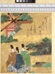 A praia de Sumiyoshi, ilustração de "The Tales of Ise", 1600-40