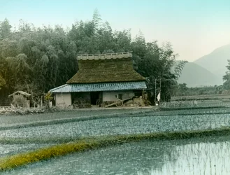 Casa de um camponês no Japão, cerca de 1900 - 1915 (fotografia)