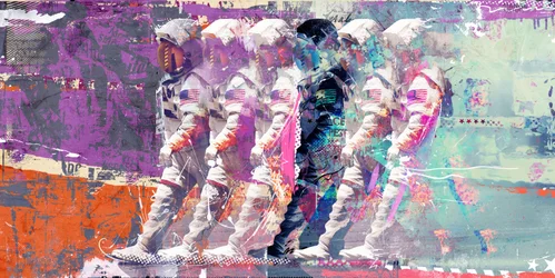 Astronauta Moonwalk, 2014 (meios mistos sobre tela)