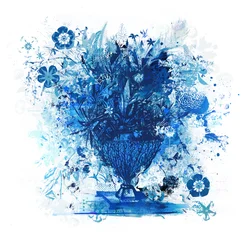 Bouquet in Blue, 2018 (mídia mista sobre tela)