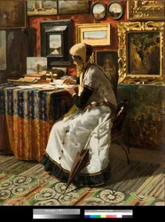 Não posso esperar ou a carta Pintura de Telemaco Signorini (1835-1901) 1867 Coleção particular